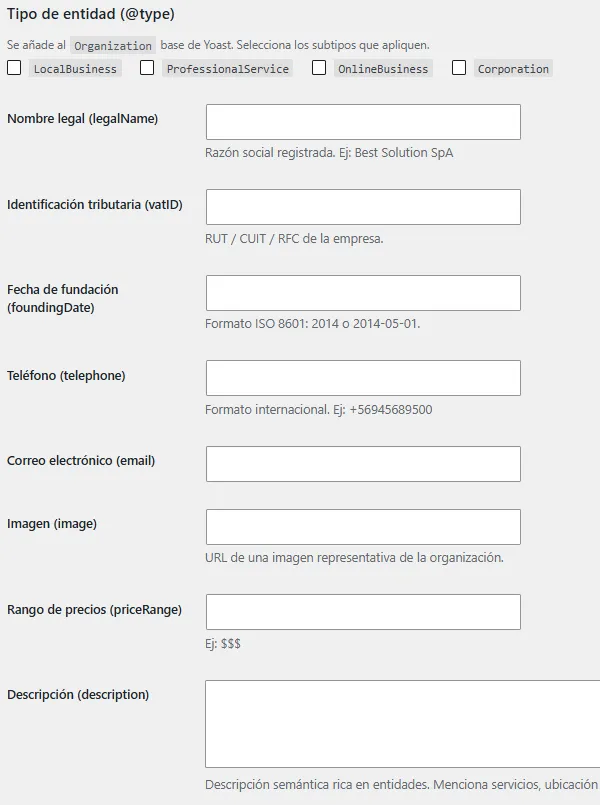 Configuración del nodo Organization Stitching en SemanticGEO